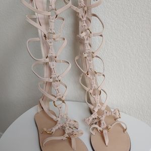 ZARA Pink and Gold Gladiator Sandals